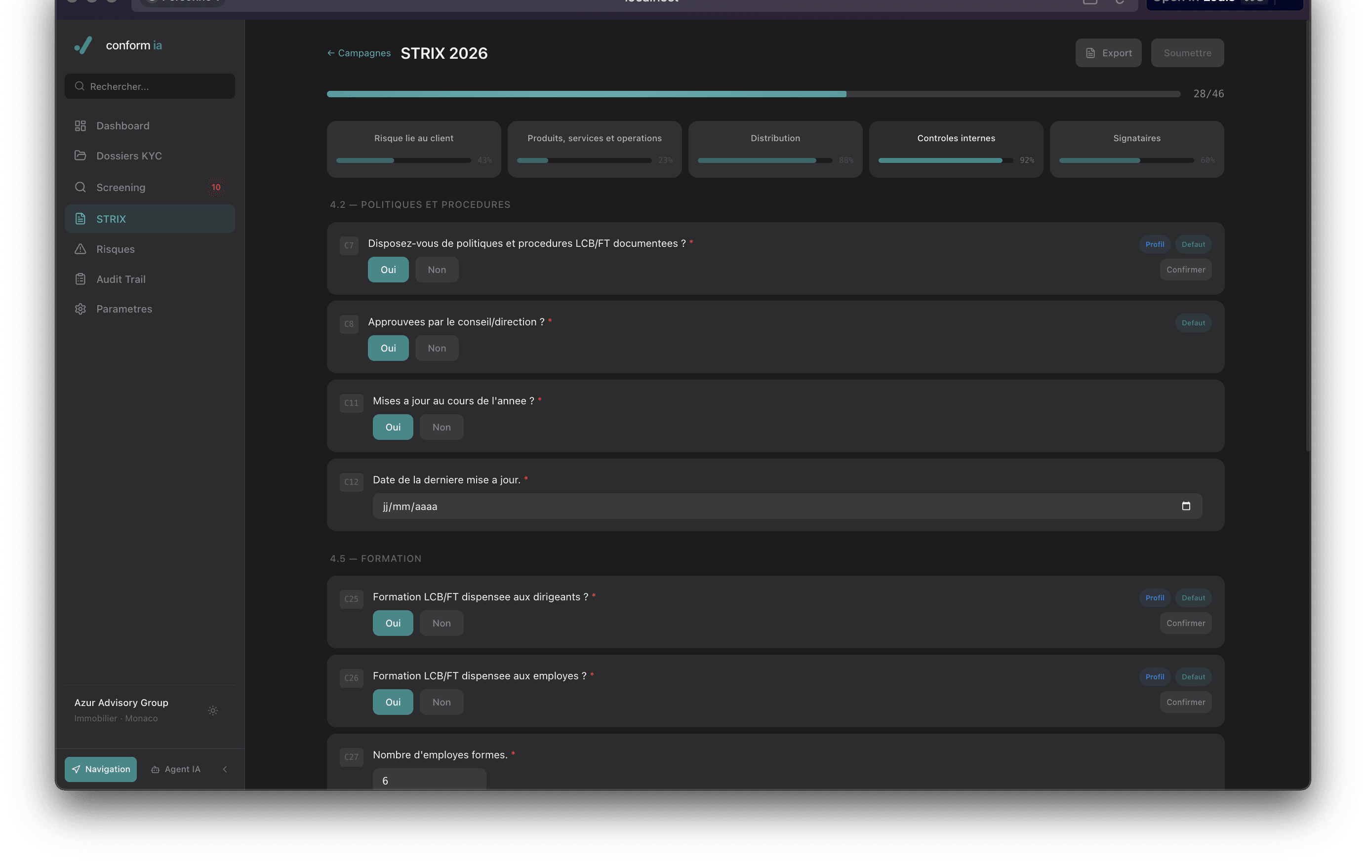 Questionnaire STRIX 2026, pré-rempli