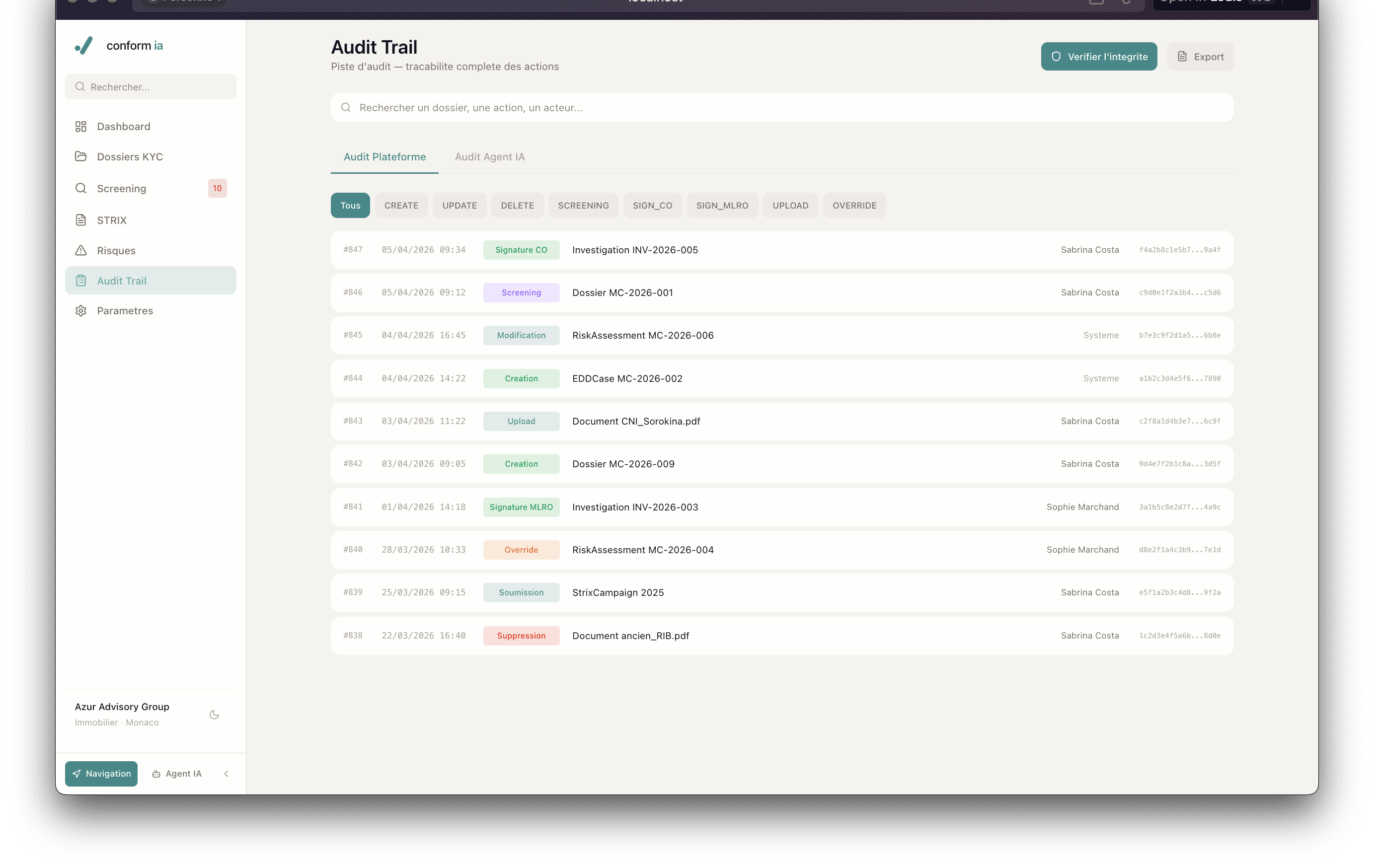 Audit Trail light mode